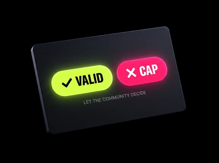 Community judging controls: Valid or Cap. Let the community decide.